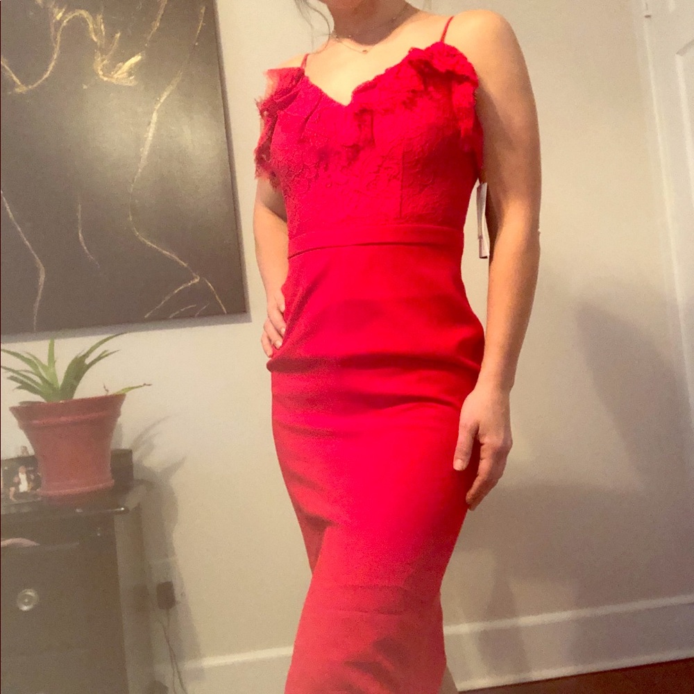 Aidan Mattox Crepe and Lace Dress holiday party